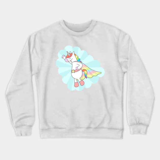 Unicorn Superhero Crewneck Sweatshirt by sombrasblancas